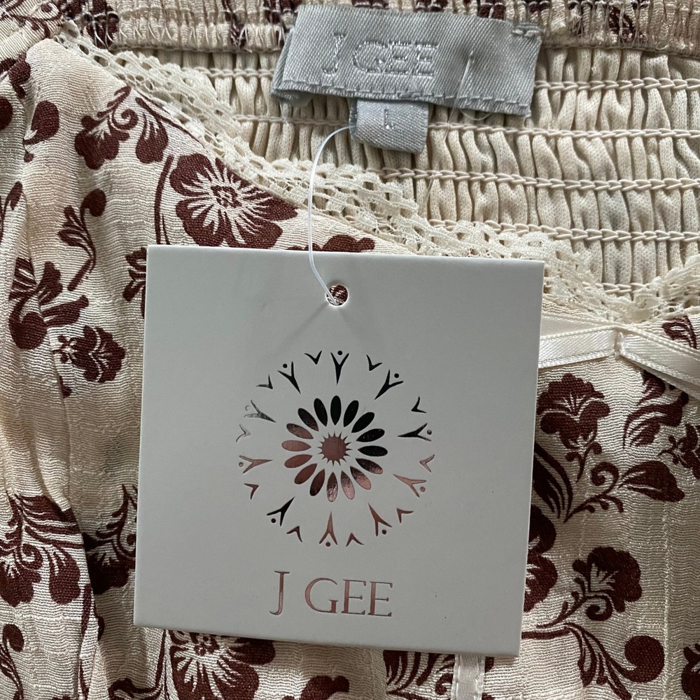 Anthropologie J Gee Sz Large Maxi Dress Cottagecore Prairie Romantic Boho Dainty - Picture 4 of 7